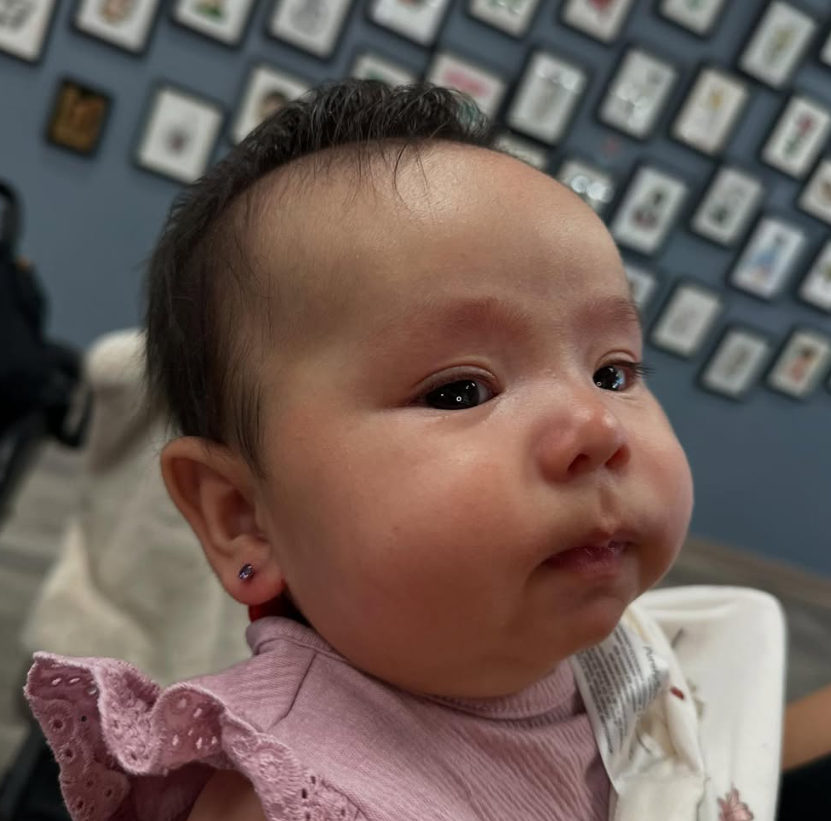 Baby ear piercing result at Darkstar Tattoo Riverside CA